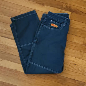 Empyre Relaxed Fit Wide-Leg Green Carpenter Pants Cotton Snap Pockets Men